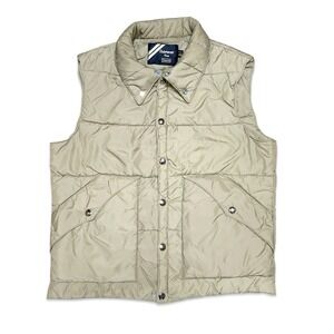 Vintage Sears Outerwear Vest Insulated 80s Nylon Mens M Beige Hunting Outdoors